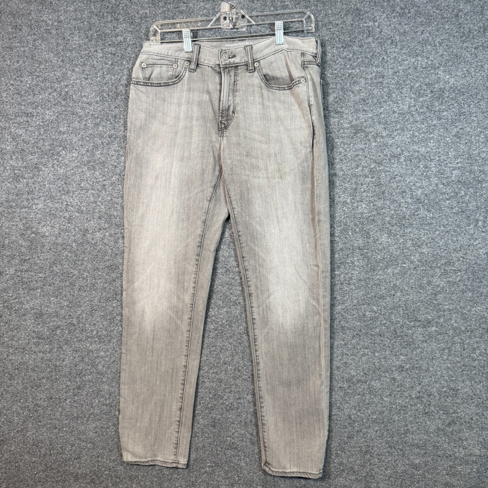 Banana Republic Jeans Mens 31x30 Gray Travel Slim Fit Stretch Soft Denim‎ Casual